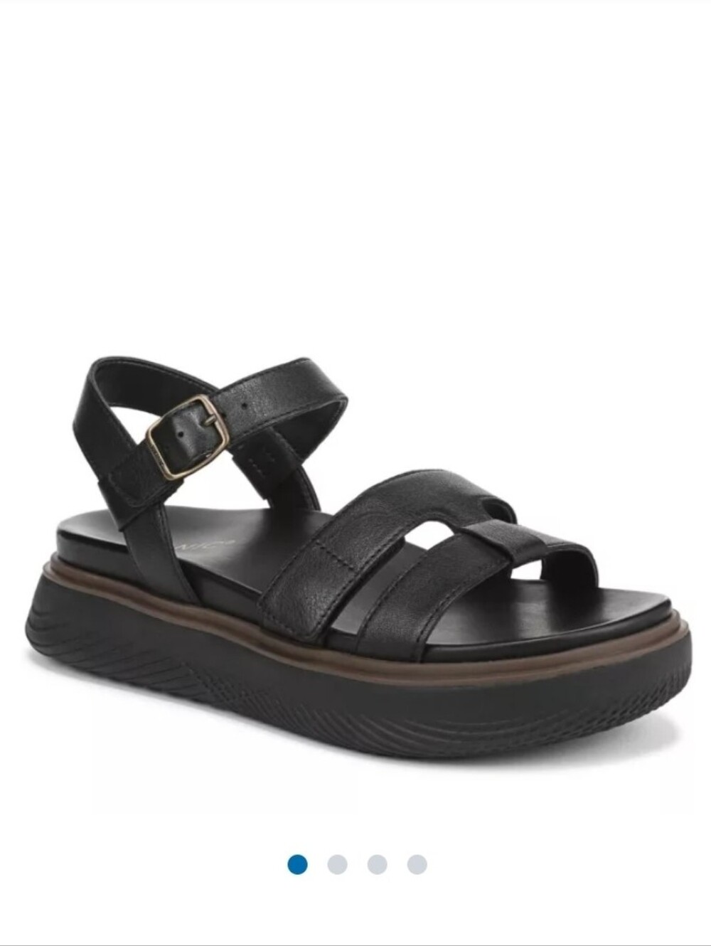 BNNU Vionic Solana Black Leather Platform Sandal Size 6.5